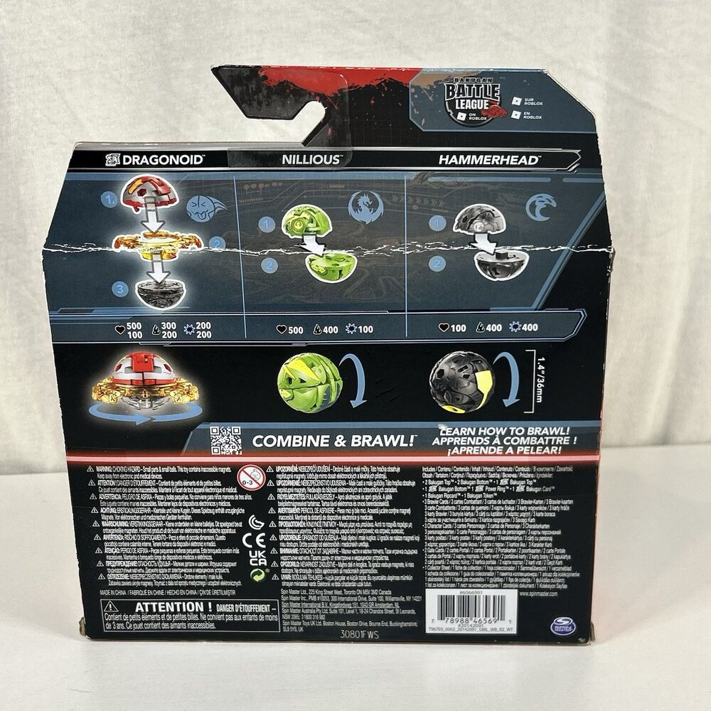 Bakugan Starter 3-Pack Special Attack Dragonoid Nillious Hammerhead Figures Toys - Picture 4 of 6
